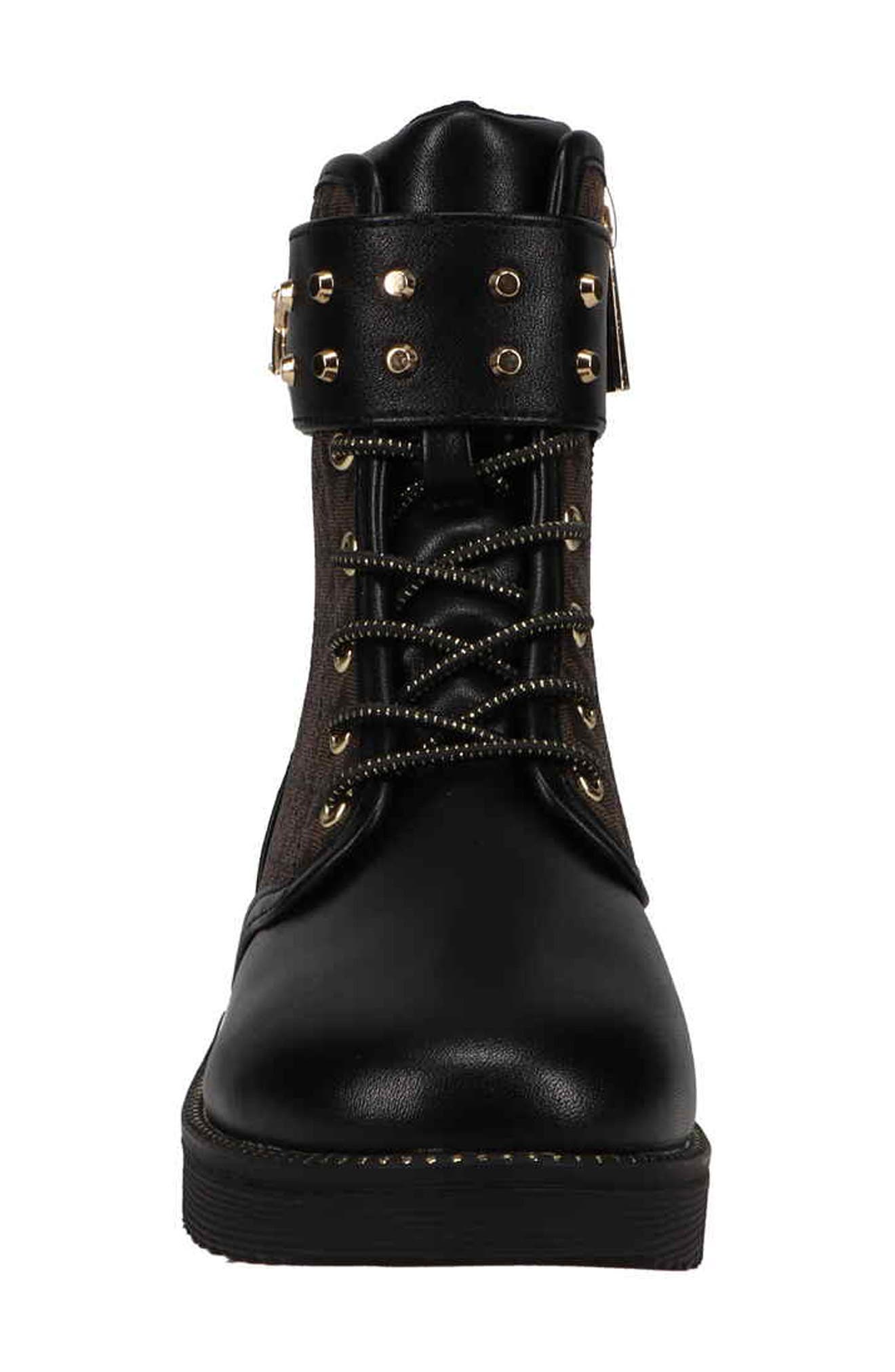 MICHAEL Michael Kors Haskell Studs Faux Patent Leather Boot, Alternate, color, 