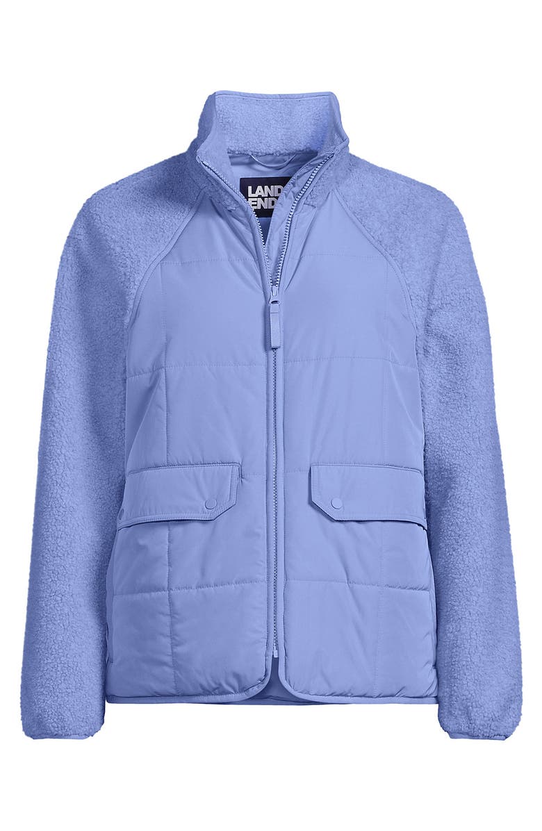 Lands' End Mixed Media High Pile Fleece Jacket, Alternate, color, Light Cornflower