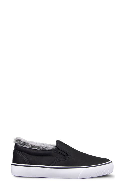 Lugz Clipper Faux Fur Slip-on Sneaker In Black/white