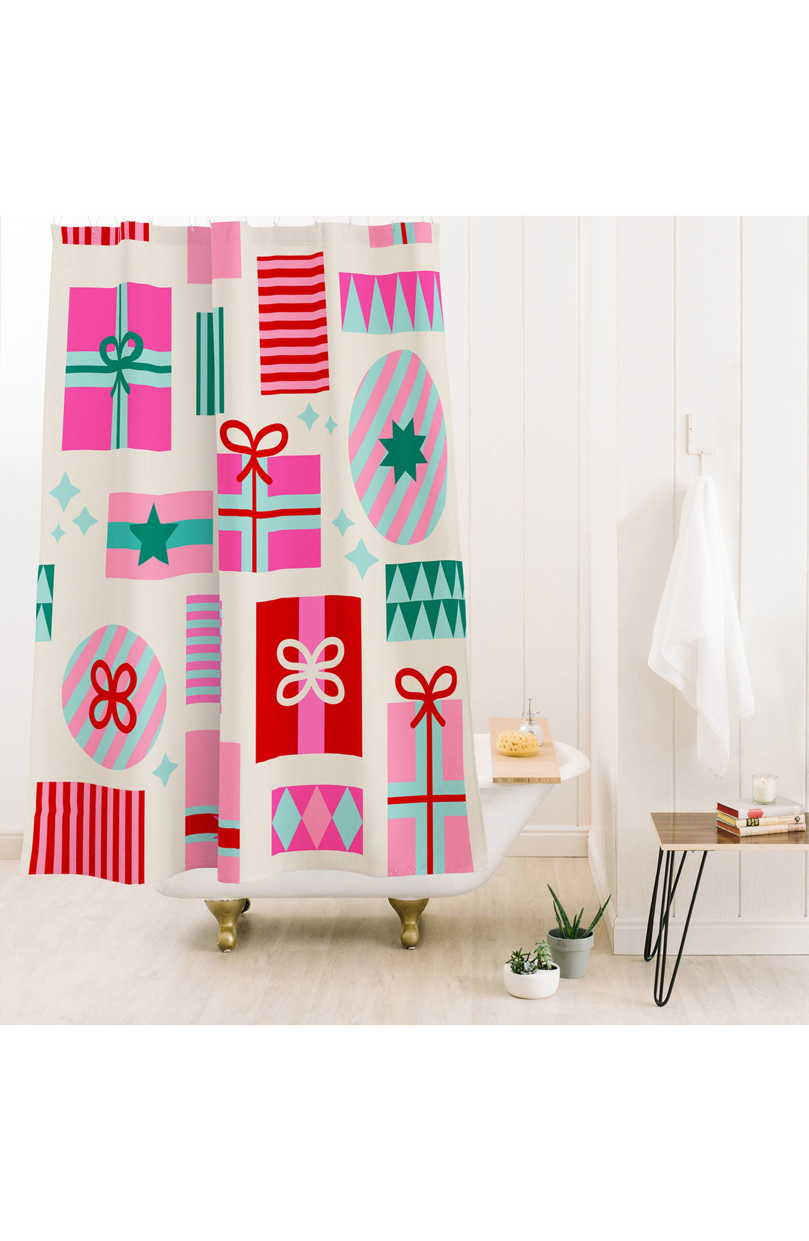 Deny Designs Retro Geometric Christmas Gift Wrap Shower Curtain ...