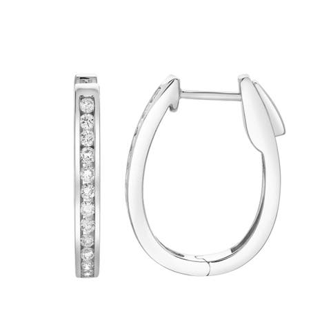 Lavendelle Channel-Set Diamond Huggie Hoop Earrings in 14K Gold
