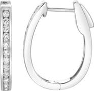 LuvMyJewelry Lavendelle Channel-Set Diamond Huggie Hoop Earrings in 14K Gold