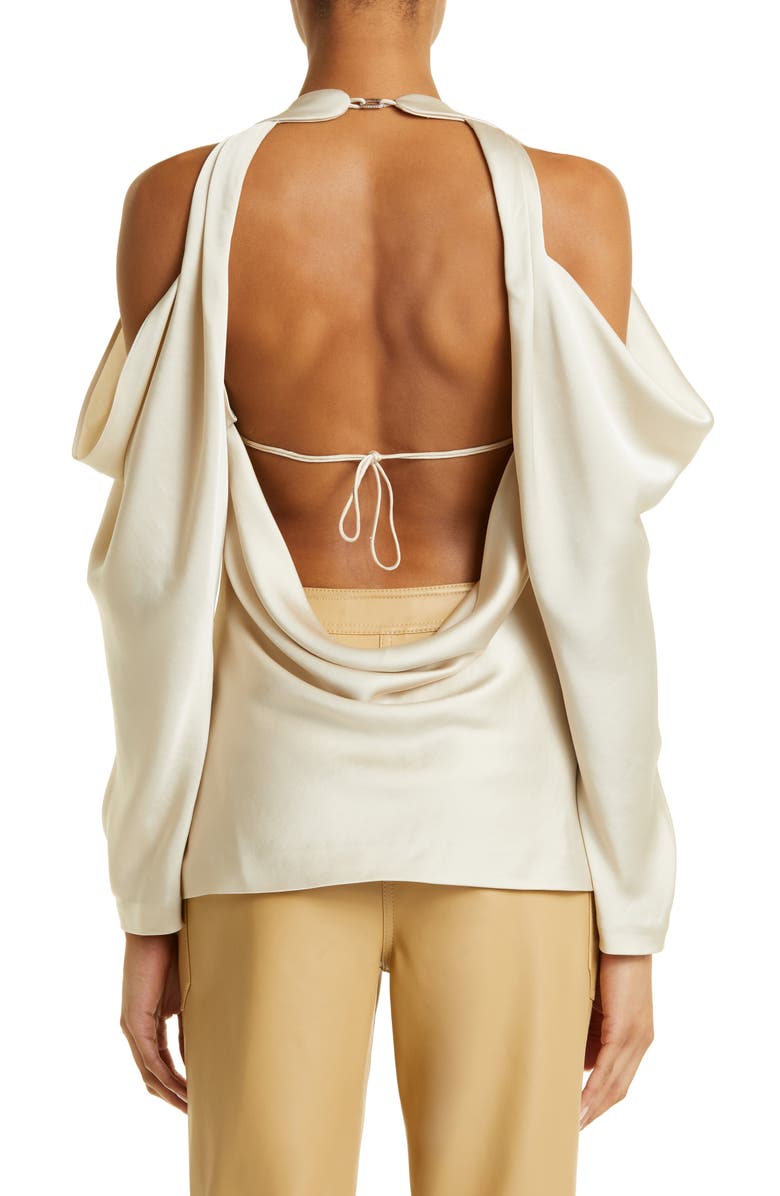 Simkhai Marisa Draped Cold Shoulder Open Back Blouse, Alternate, color, 