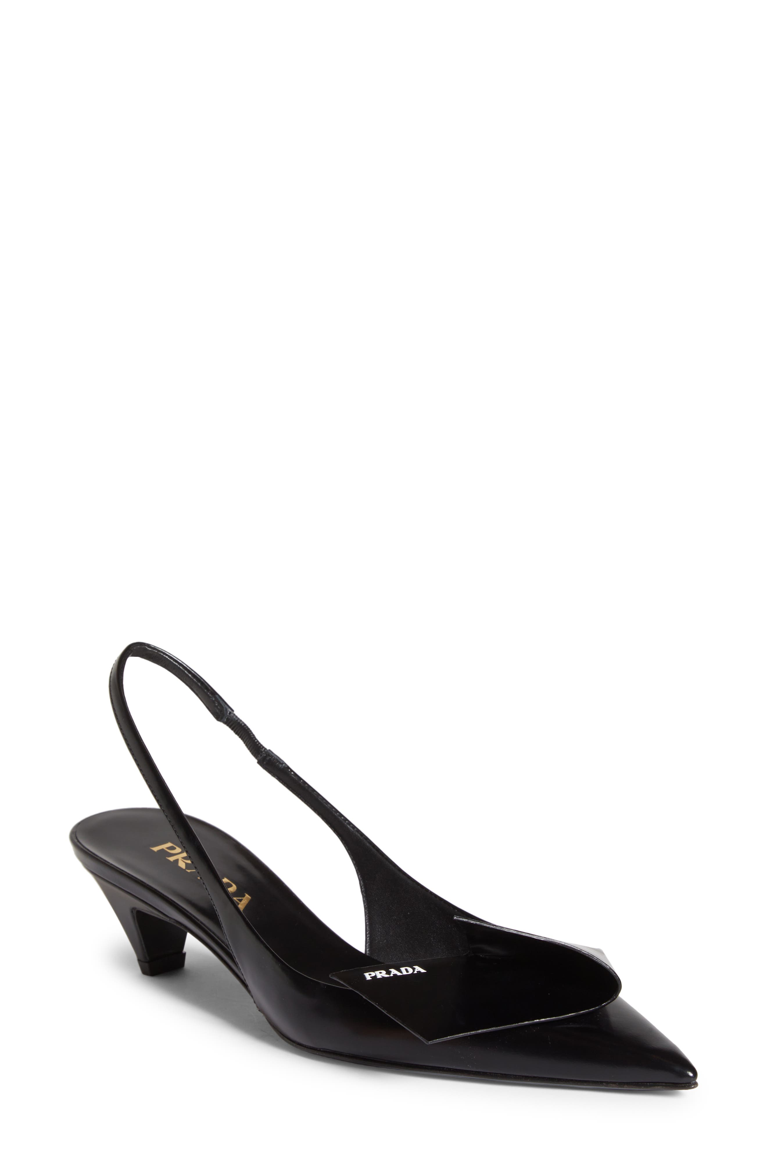 Prada Fold Kitten Heel Slingback Pump, Main, color, 