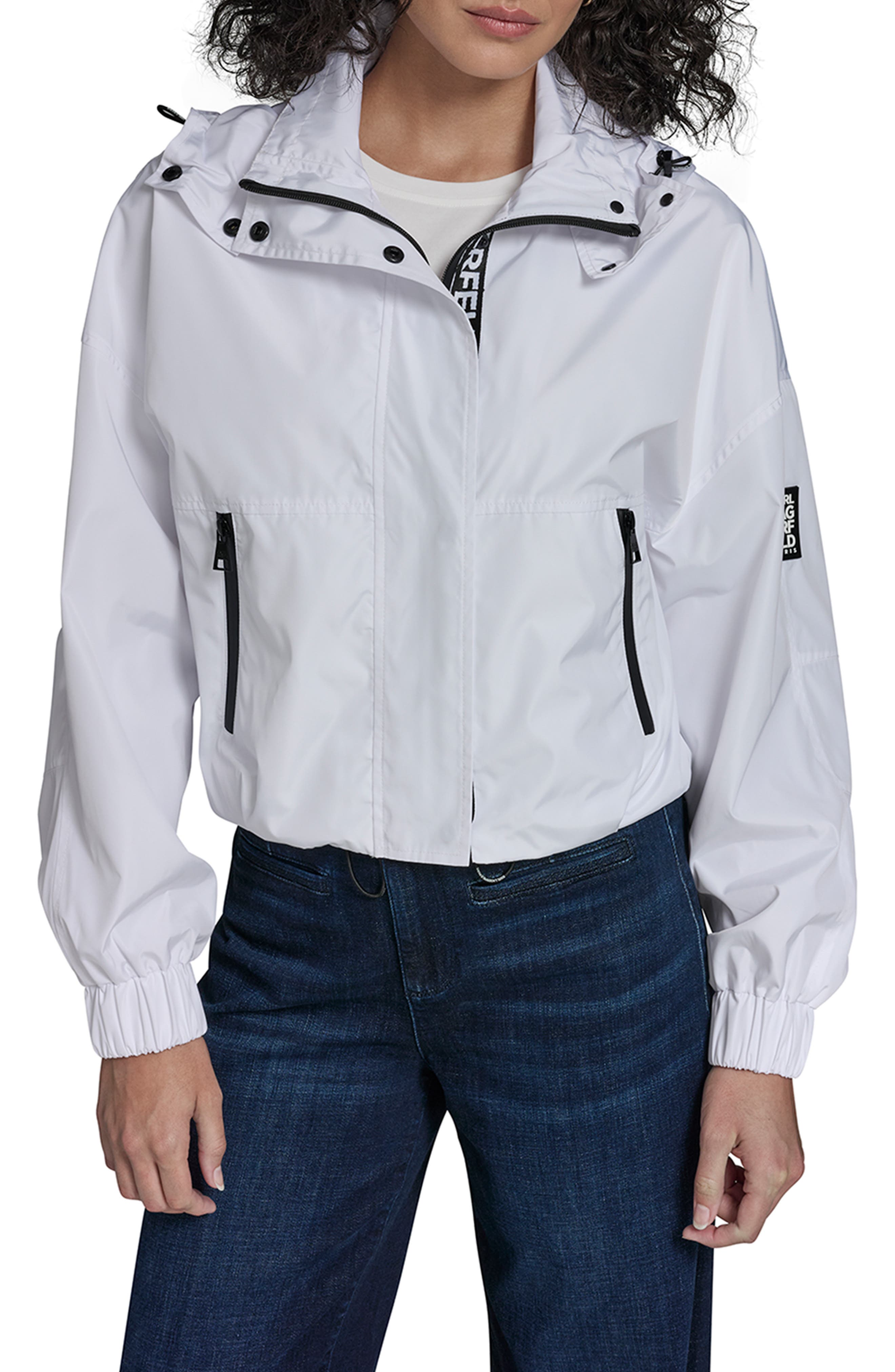 KARL LAGERFELD Short Hooded Logo Rain Jacket