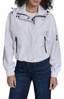 Short Hooded Logo Rain Jacket