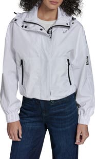 KARL LAGERFELD Short Hooded Logo Rain Jacket
