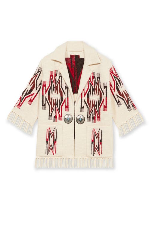 Fortela Freya Navajo Wool Blend Cardigan In White