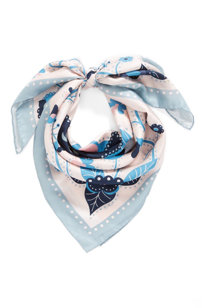 raccoon silk square scarf, Alternate, color, ROSE DEW