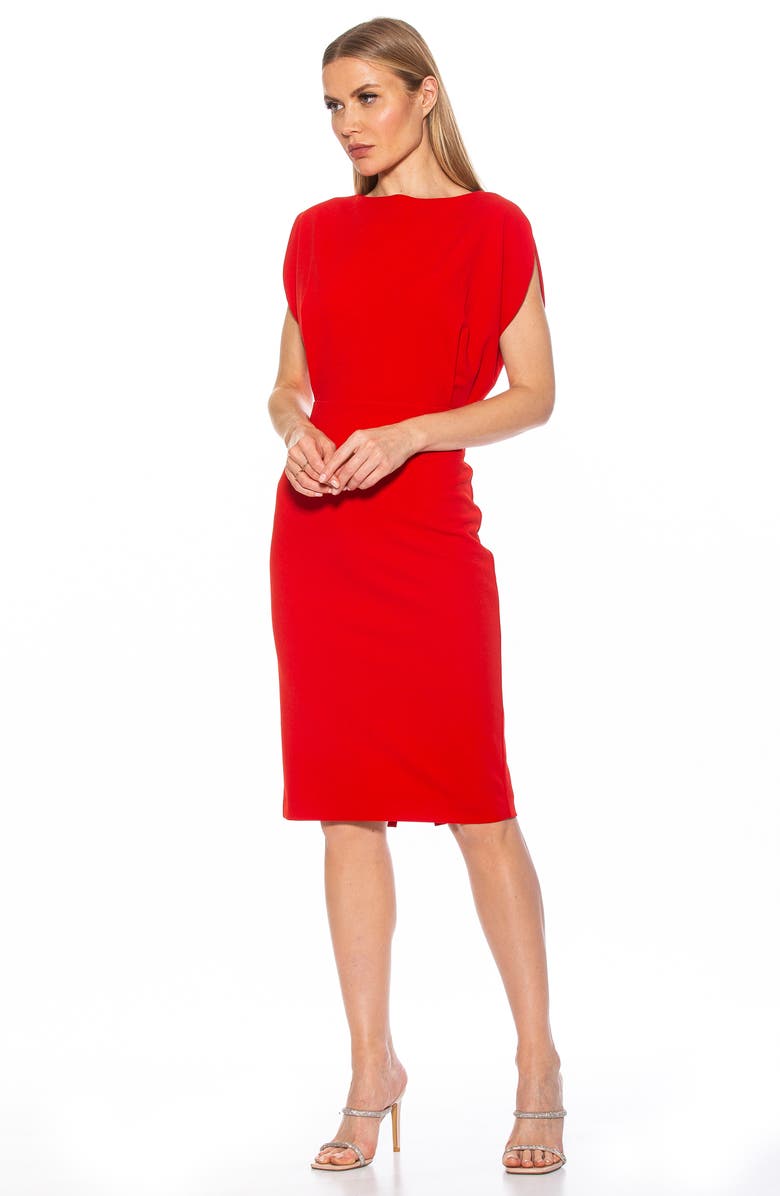 Alexia Admor Gianna Draped Boatneck Dress, Alternate, color, Red