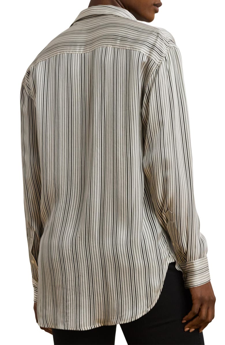 Lauren Ralph Lauren Stripe Relaxed Fit Satin Button-Up Shirt, Alternate, color, Cream/ Black