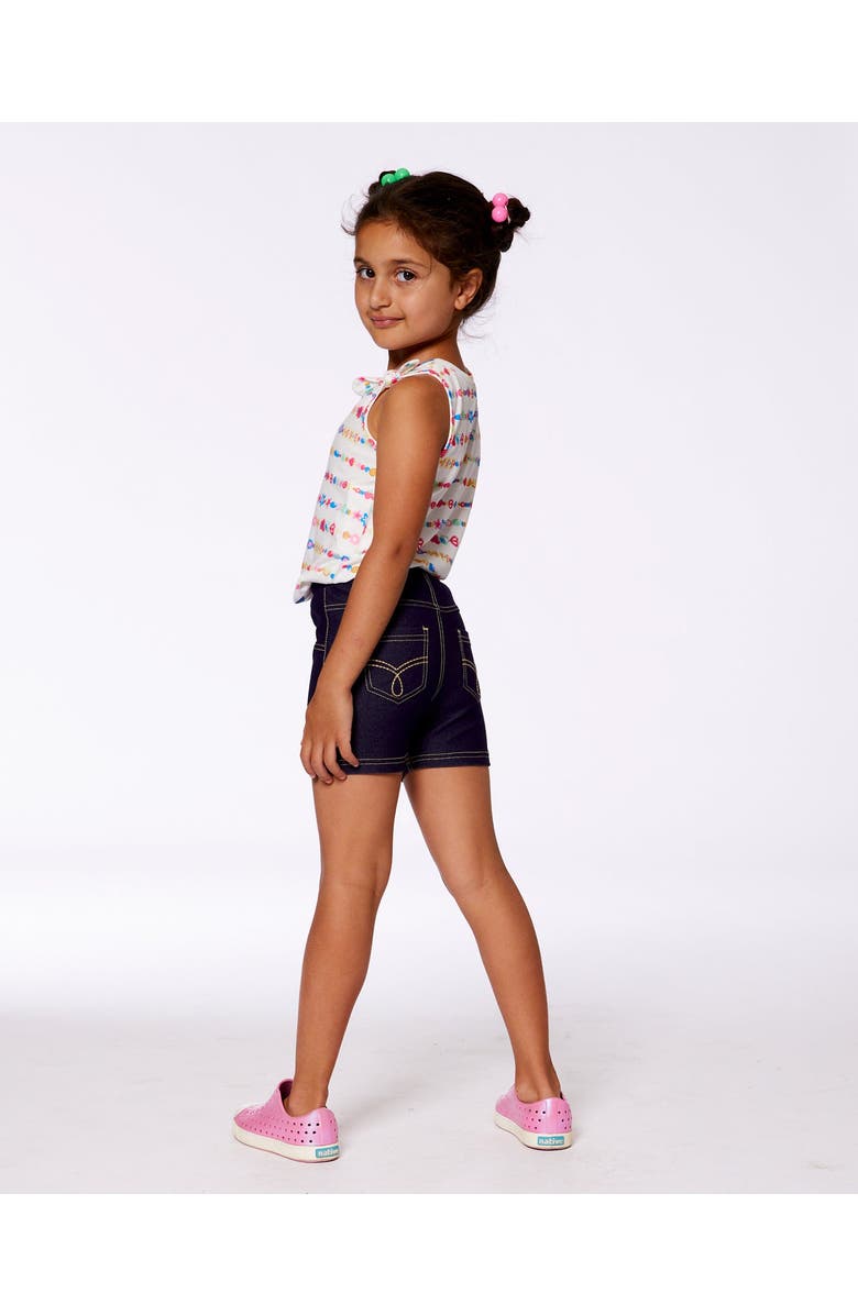 Deux par Deux Girl's Jegging Shorts Dark Denim Blue, Alternate, color,