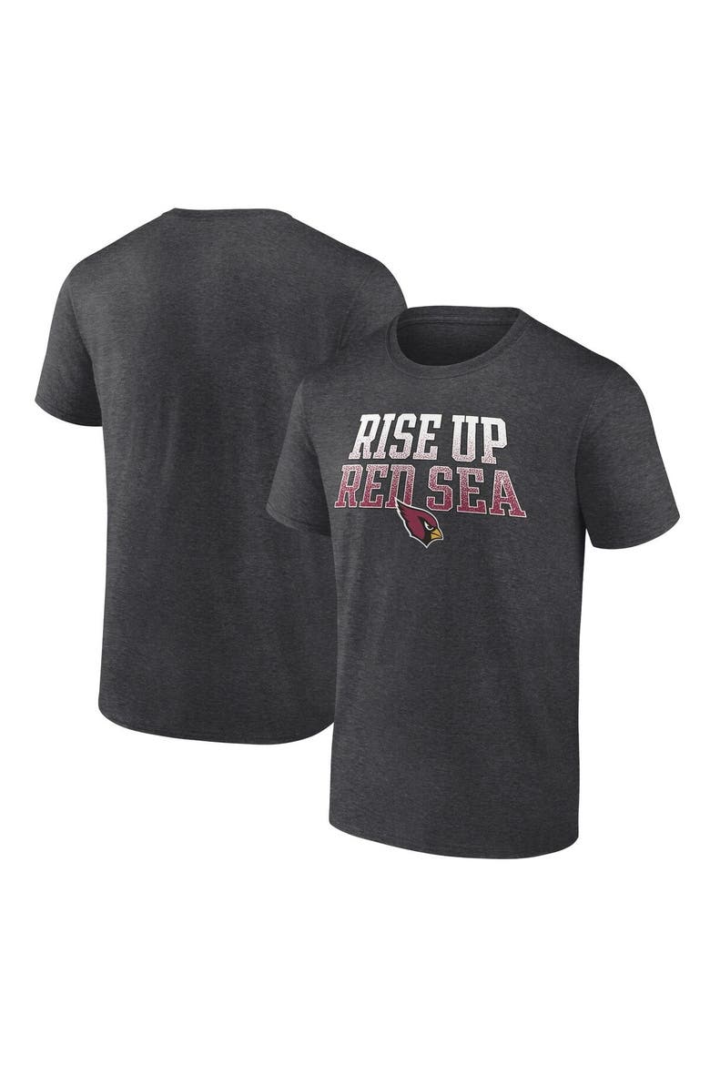 Men's Fanatics Branded Heathered Charcoal Arizona Cardinals Big & Tall Rise Up Red Sea Statement T-Shirt, Main, color, Heather Charcoal