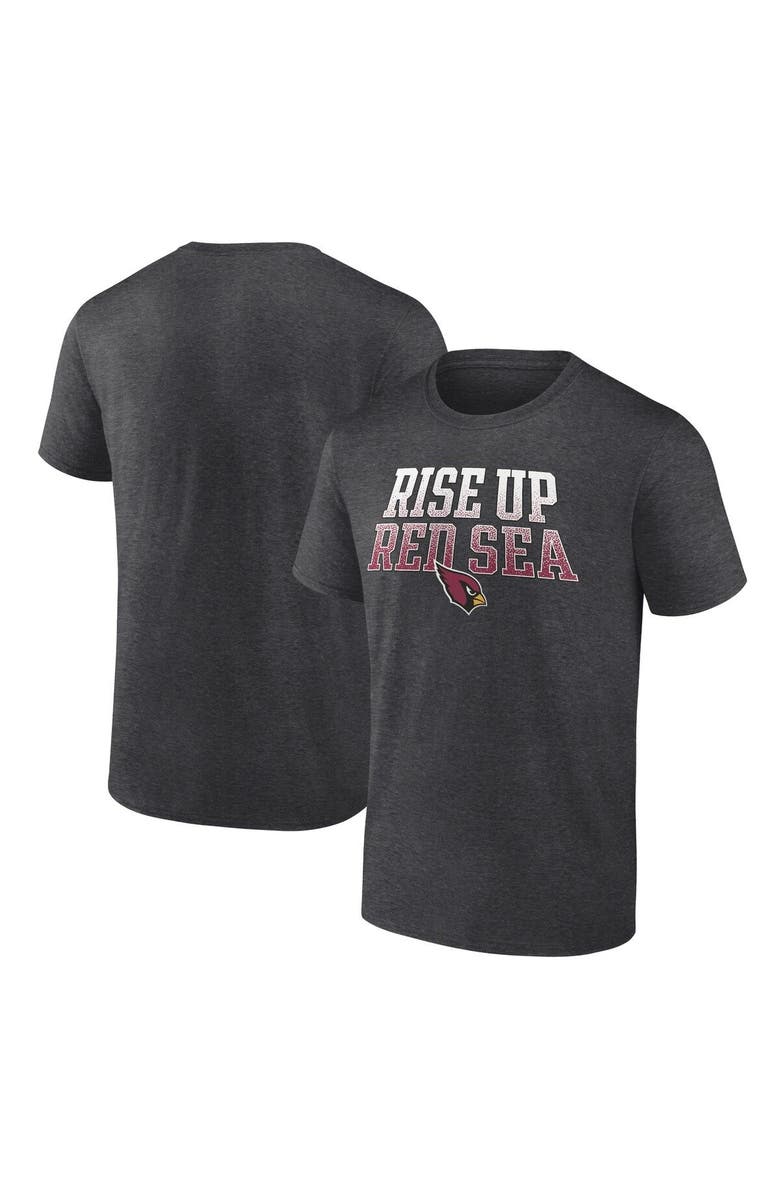FANATICS Men's Fanatics Branded Heathered Charcoal Arizona Cardinals Big & Tall Rise Up Red Sea Statement T-Shirt, Main, color, Heather Charcoal