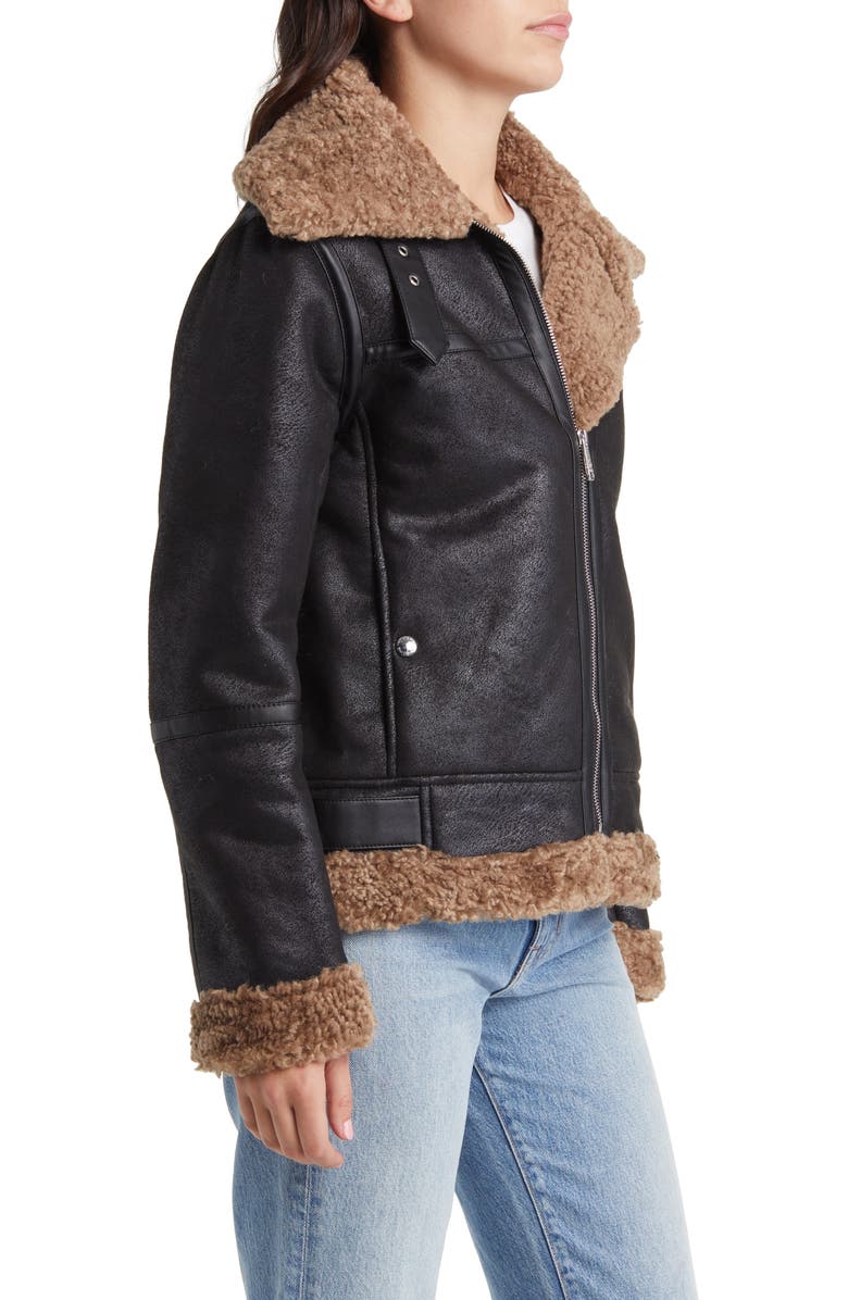 Sam Edelman Faux Shearling Aviator Jacket, Alternate, color,
