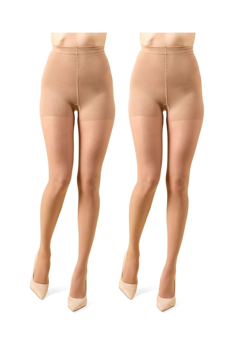 2-Pack Control Top Tights, Alternate, color, NUDE BEIGE