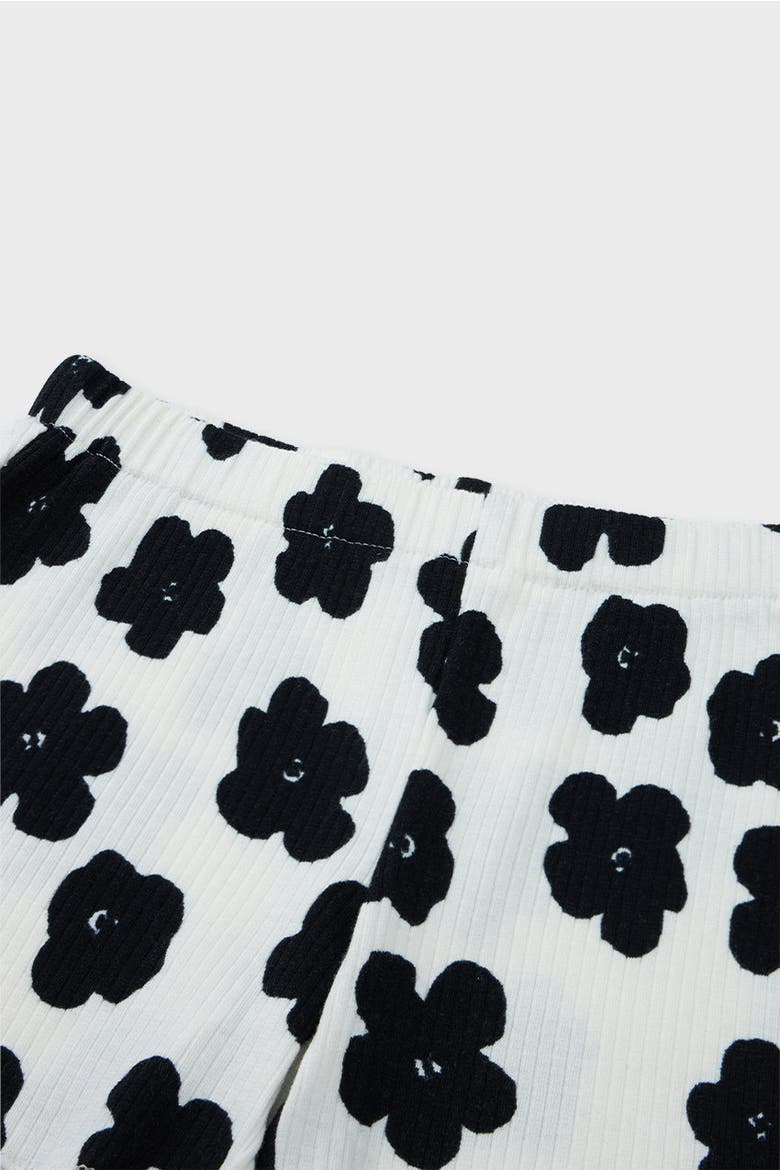Organic Cotton Ribbed Short, Alternate, color, Off White with Flower Print