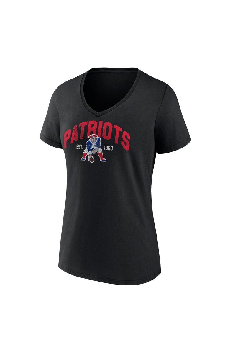 FANATICS Women's Fanatics Branded Black New England Patriots Plus Size Drop Back V-Neck T-Shirt, Alternate, color,