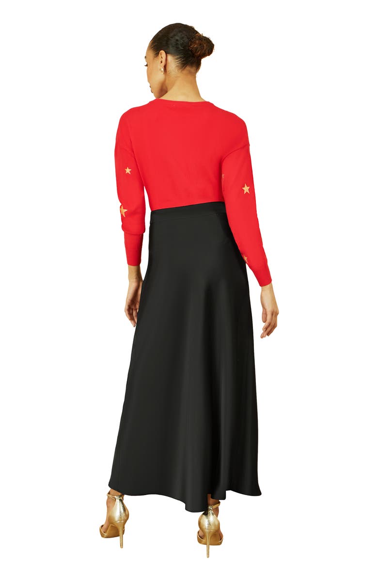 Yumi Smart Satin Midi Skirt, Alternate, color, Black