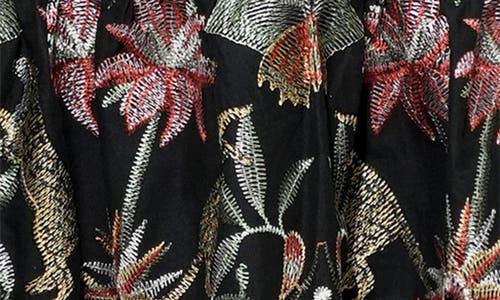 Adelyn Rae Lydia Floral Embroidery Midi Dress In Black