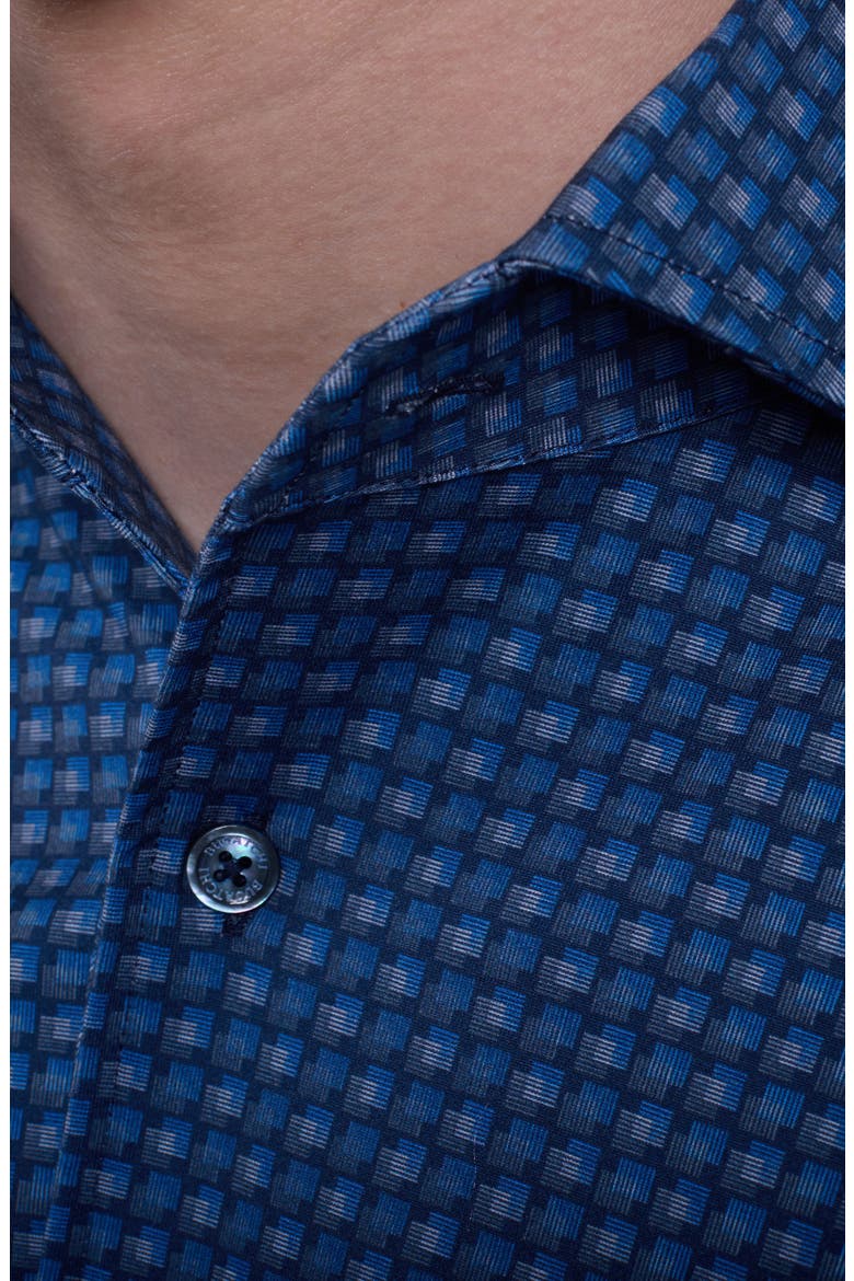 Devon OoohCotton® Geo Print Button-Up Shirt, Alternate, color, NIGHT BLUE