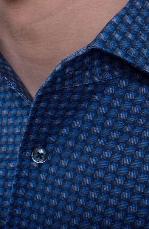 Bugatchi Devon Ooohcotton® Geo Print Button-up Shirt In Blue