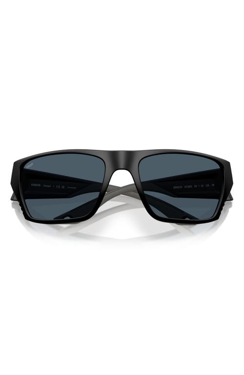 Costa Del Mar Finlet 59mm Polarized Rectangular Sunglasses In Matte Black/gray 580p