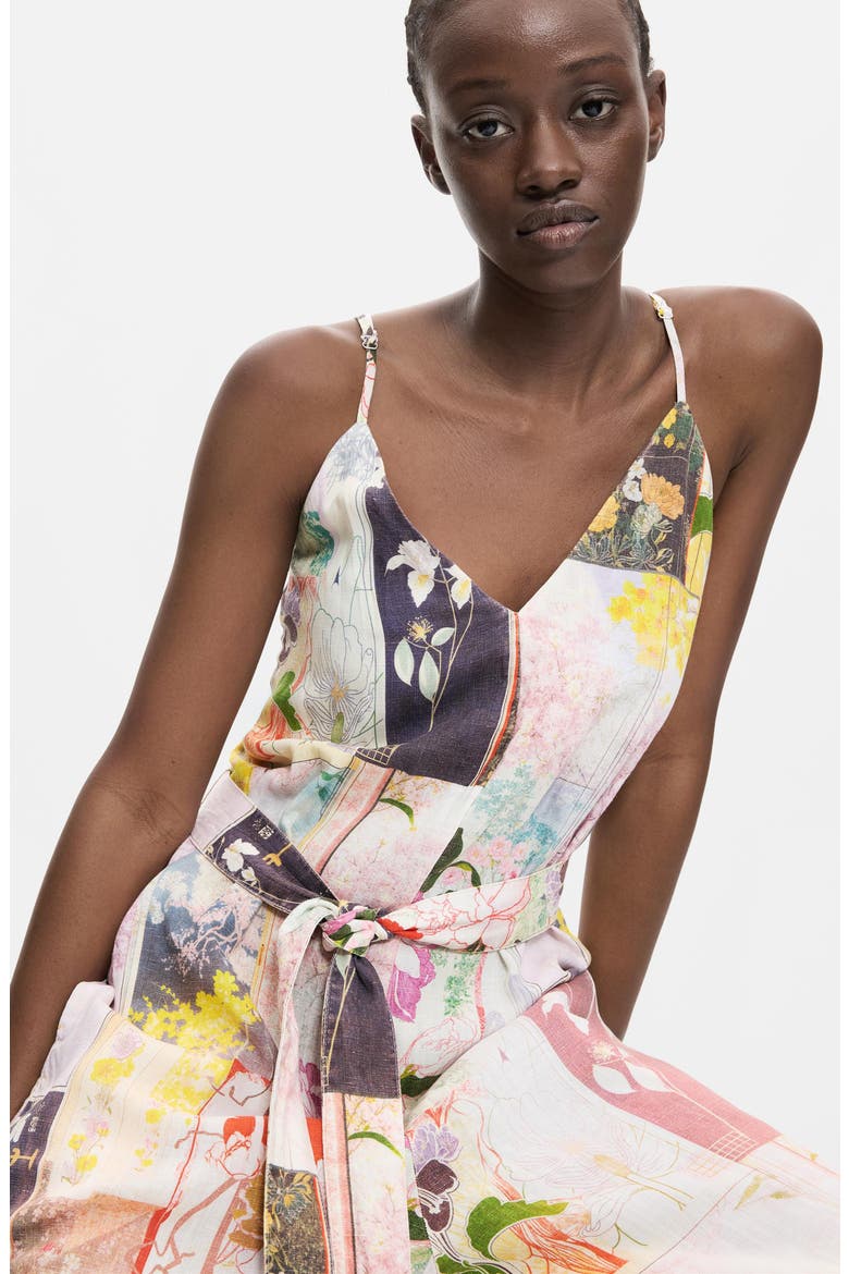 Floral Patchwork Belted Jumpsuit, Alternate, color, BLACK MULTI