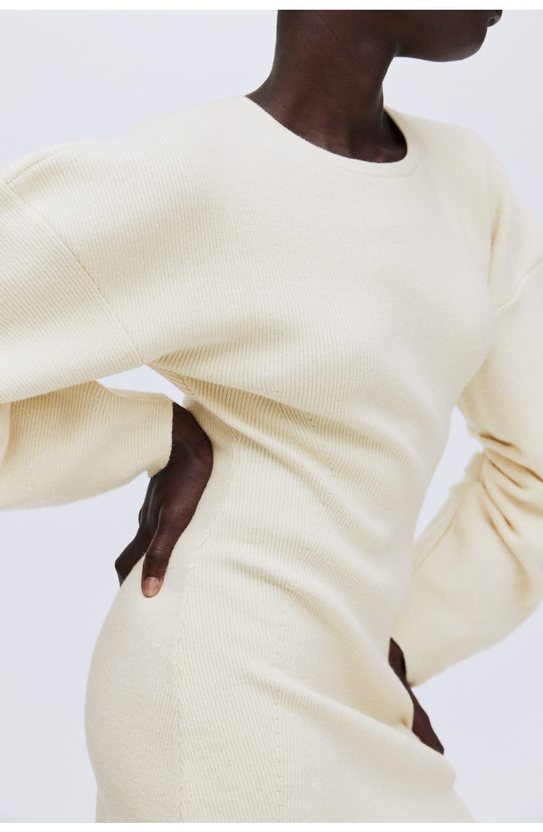 H&M Viscose-blend Rib-knit Dress, Alternate, color, Cream