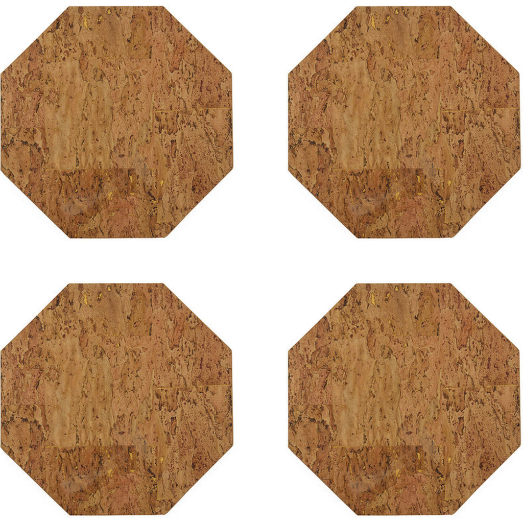 Jonathan Adler Metallic Cork Octagon Placemat Set In Brown
