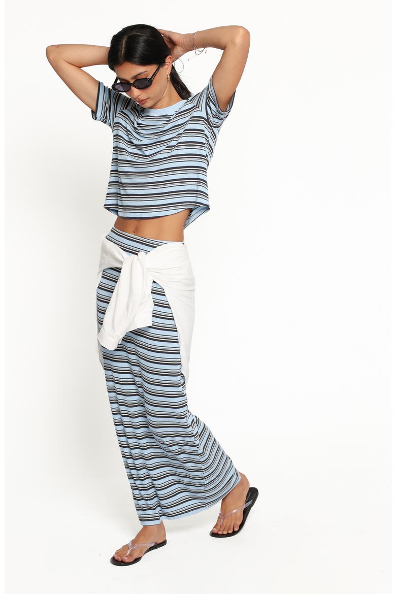 Bene T-Shirt & Maxi Skirt Set, Alternate, color, BLUE STRIPE