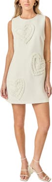 English Factory Faux Pearl Heart Appliqué Sleeveless Minidress