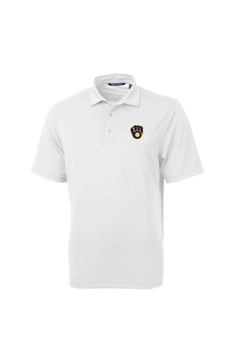 Cutter & Buck Men's Cutter & Buck  White Milwaukee Brewers Virtue Eco Pique Recycled Polo, Alternate, color, 