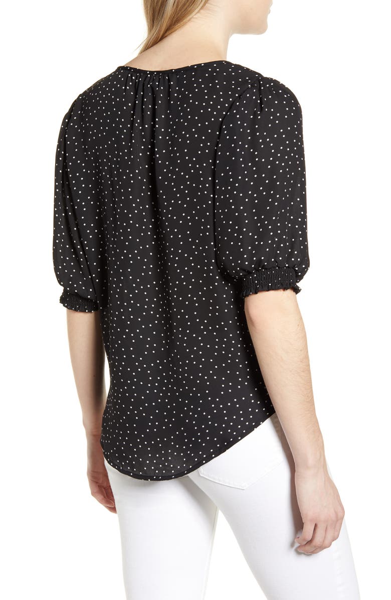 Bobeau Valerie Dotted Puff Sleeve Blouse, Alternate, color, 