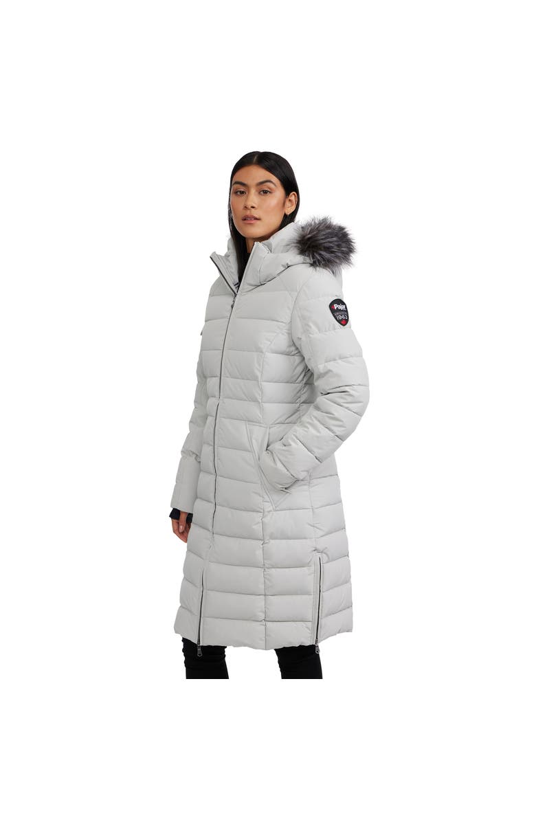 Pajar Venice Long Puffer with Removable Faux Fur Trim, Alternate, color, Silver/Silver