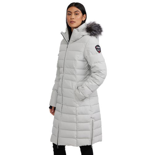 Pajar Women's Venice Long Puffer With Removable Faux Fur Trim In Silver/silver