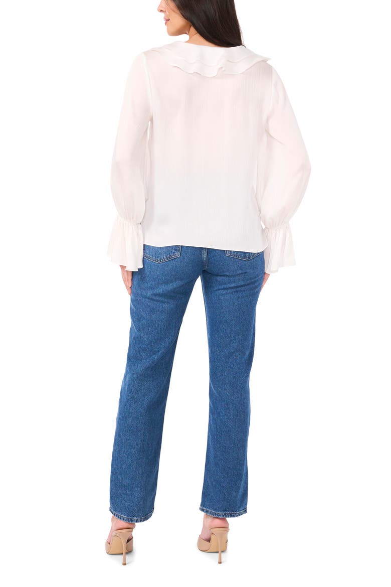 Ruffle Detail Textured Top, Alternate, color, NEW IVORY