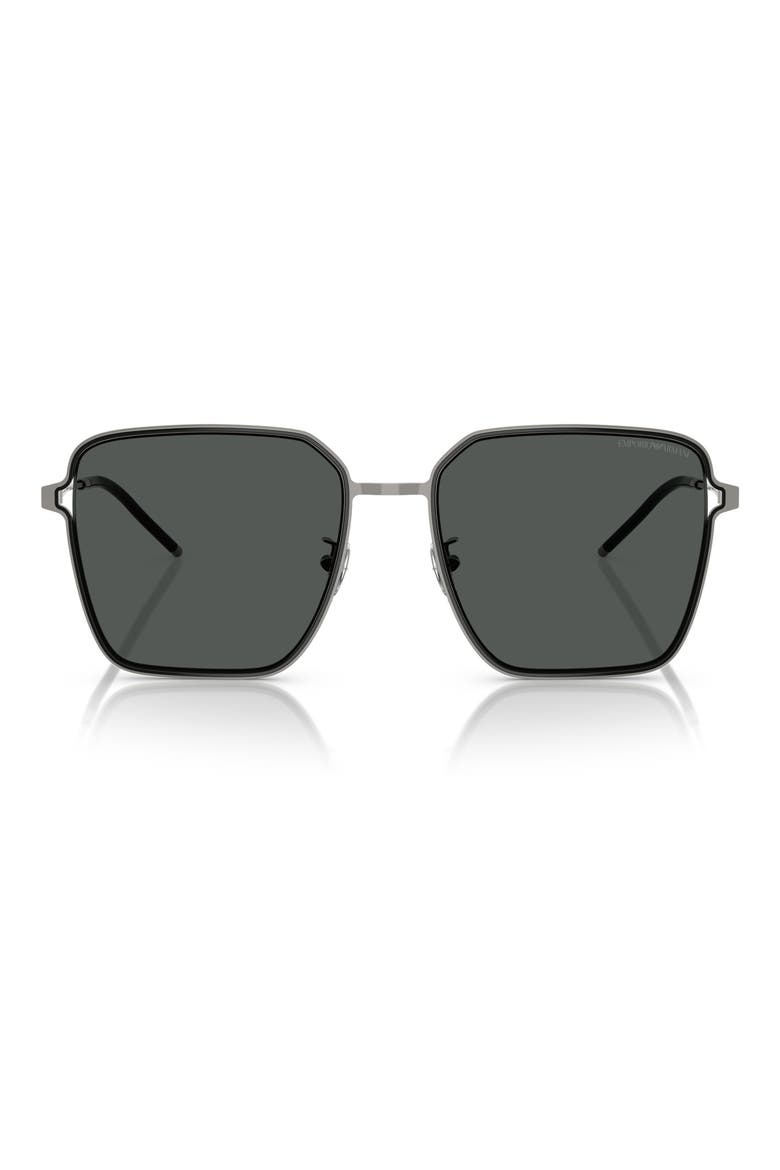 57mm Square Sunglasses, Main, color, GUNMETAL / BLACK / DARK GREY