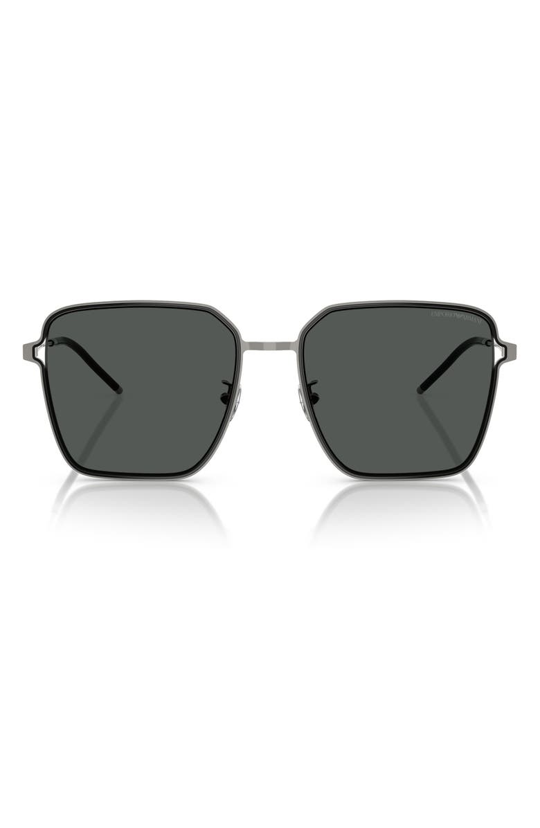 Emporio Armani 57mm Square Sunglasses, Main, color, Gunmetal / Black / Dark Grey