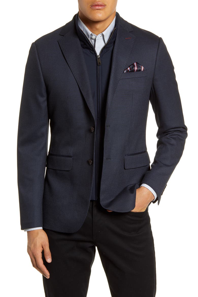 Rhino Slim Fit Sport Coat with Insert, Main, color, NAVY