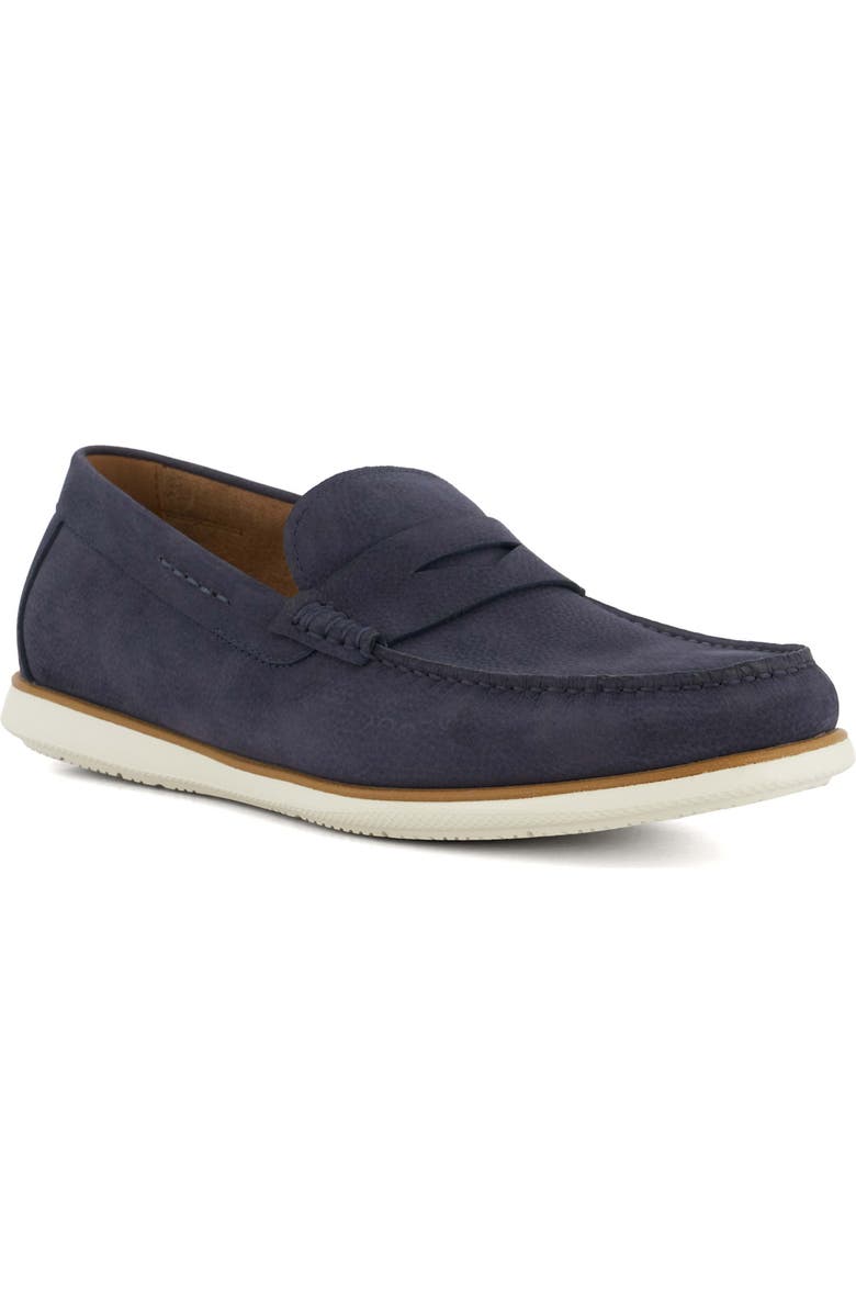 Dune London Berkly Penny Loafer, Main, color, Navy