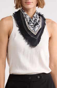 BCBGeneration Sketched Floral Cotton Square Scarf