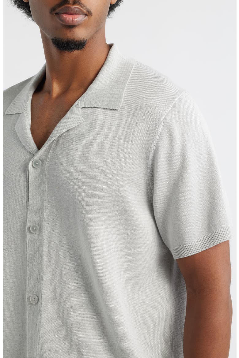 Camp Short Sleeve Button Up Sweater, Alternate, color, GREY VIOLET