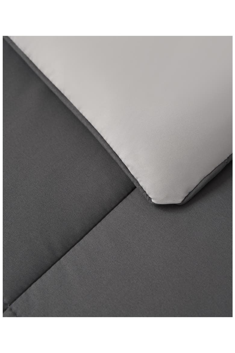 Reversible Box Stitch Comforter & Sham Set, Alternate, color, DARK GRAY/ LIGHT GRAY