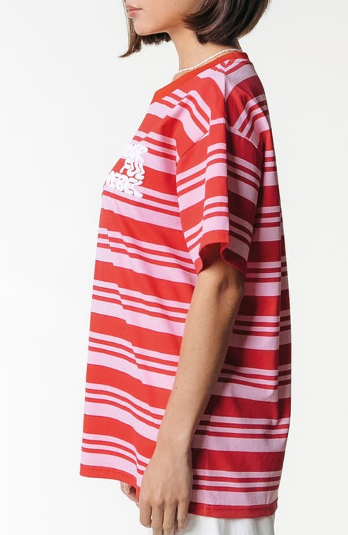 Colourful Rebel Puff Logo Stripe Loosefit Tee