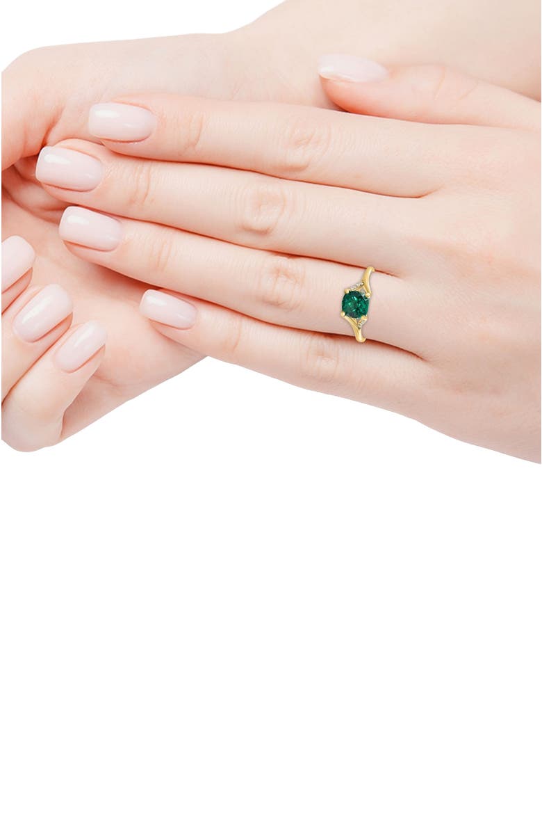 Bliss Diamond 1 1/2Ct Cushion Emerald & Diamond Ring 10k Gold Lab Grown Engagement Fashion, Alternate, color, 