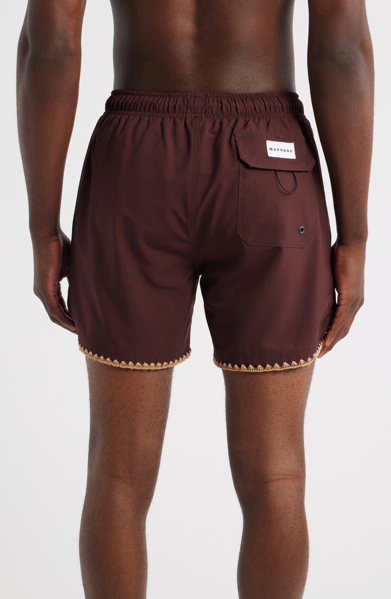 MAVRANS Espresso Stitch Waterproof Swim Trunks, Alternate, color, Brown