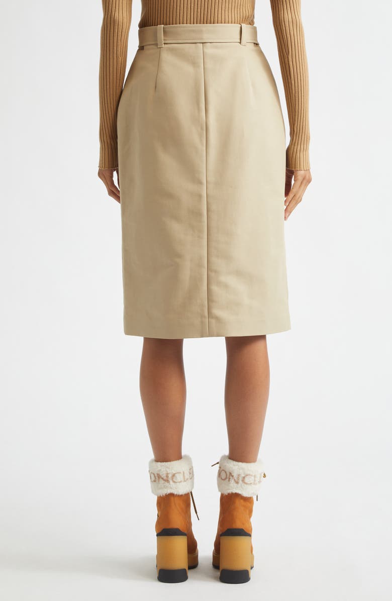 Moncler Belted Cotton Skirt, Alternate, color, Beige