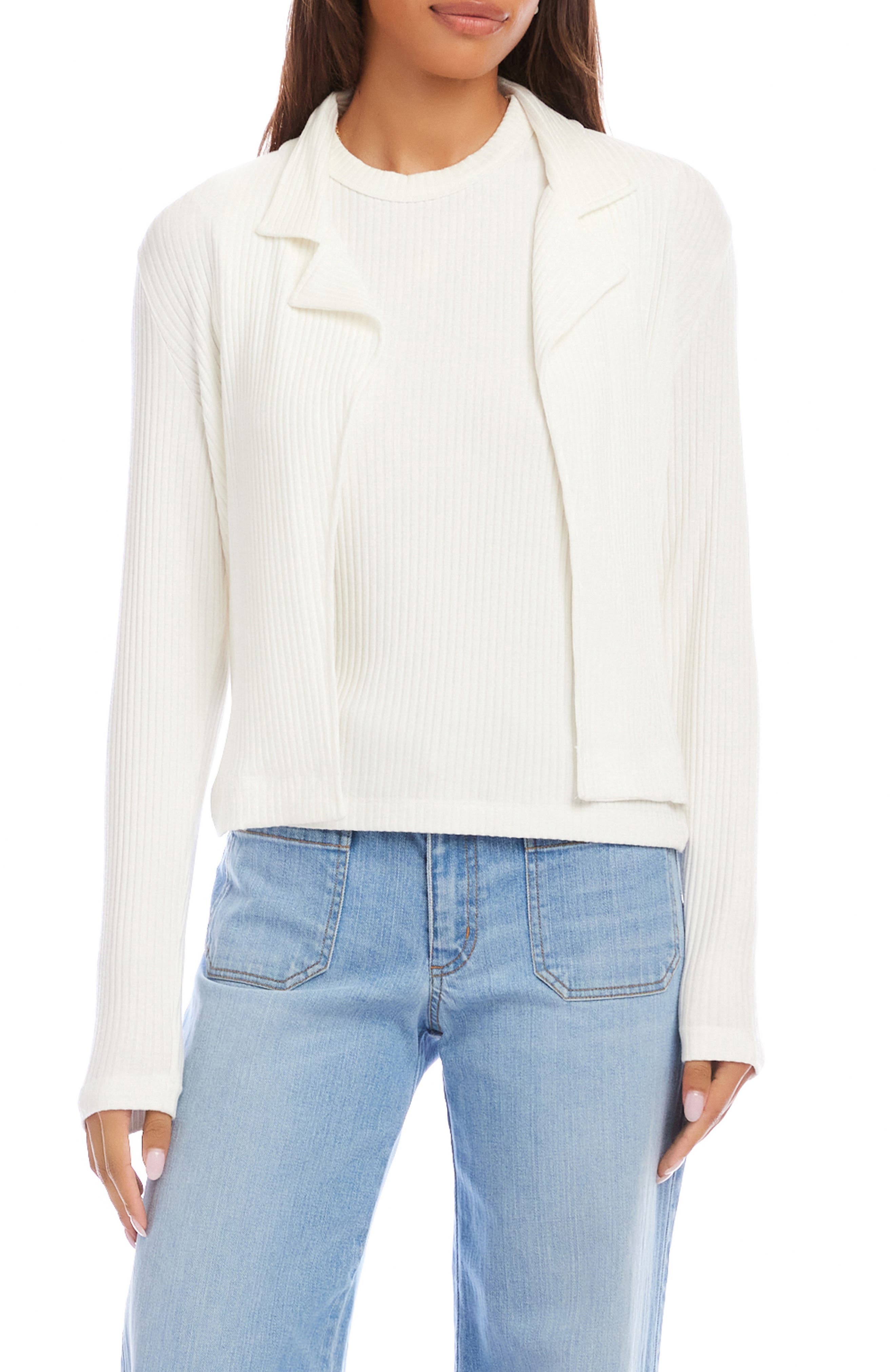 Notch Lapel Rib Jacket - image 3