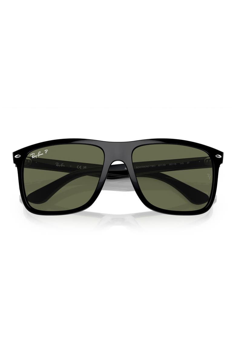 57mm Polarized Square Sunglasses, Alternate, color, BLACK